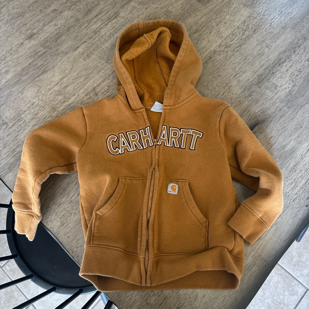 Carhartt Kids Zip-Up Hoodie in Carhartt Brown/Golden Tan
